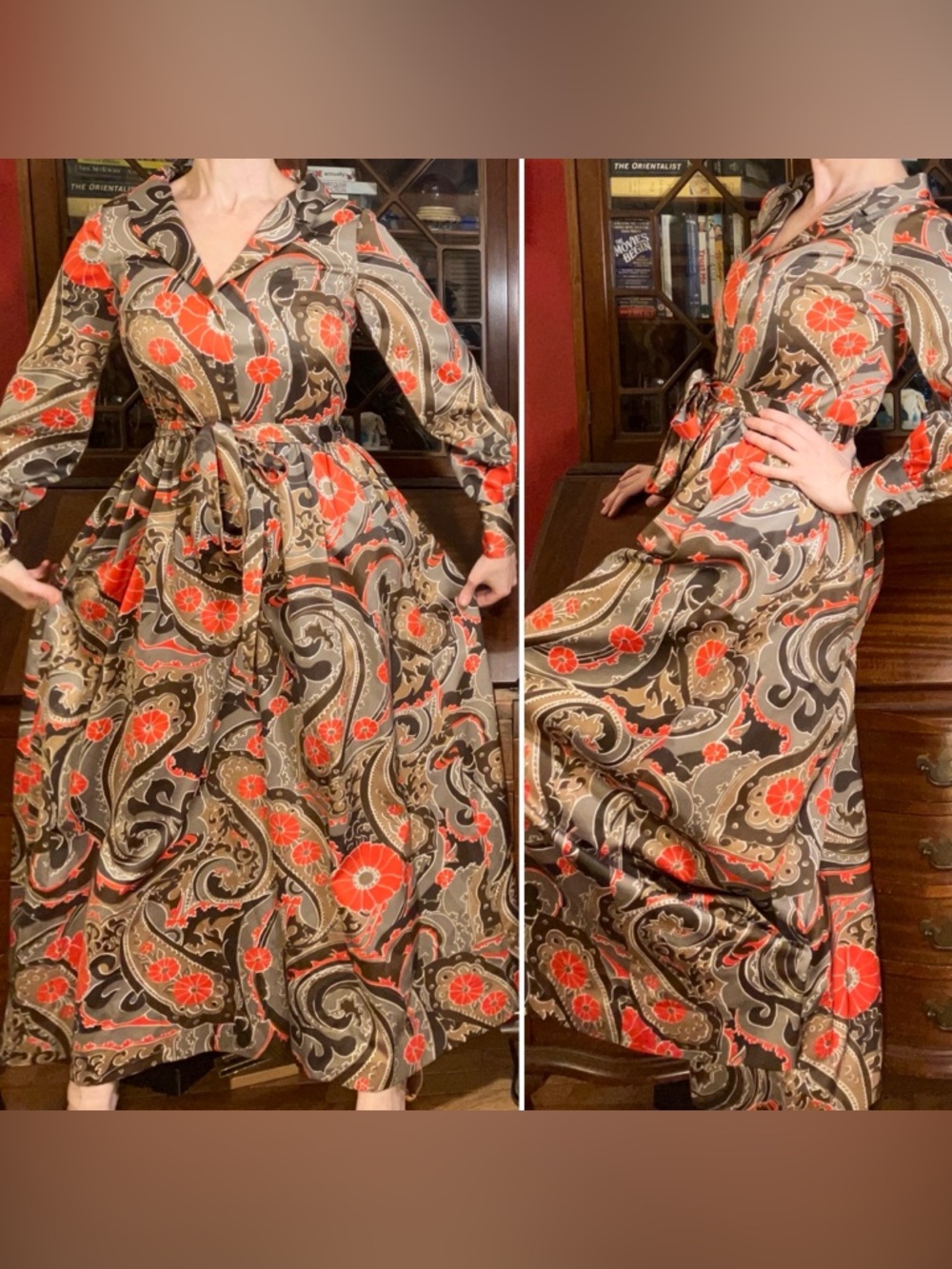 Vtg 60s 70s Heni Mirja Psychedelic Floral Paisley Palazzo Wide Leg Jumpsuit M L